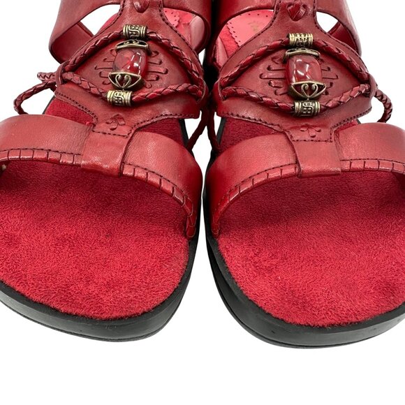 Baretraps Womens Olinda Red Leather Wedge Sandals Size 10M - Picture 5 of 12